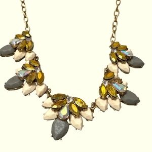 Women's J.Crew statement floral cluster stone necklace chic preppy‎
